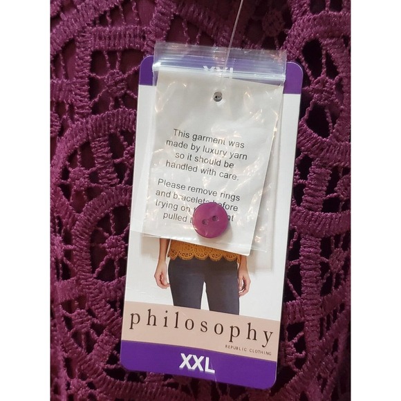 Philosophy Women's Plum Polyester Round Neck Short Sleeves Top Blouse Size XXL - Picture 10 of 14
